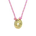 Handmade woven donut pendant necklace with colorful gems in a vibrant golden finish - Letter O (Gold O-Pendant) / Gold