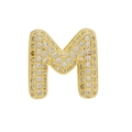 3D bubble letter M gold charm pendant with sparkling micro-pave cubic zirconia stones - Gold Letter M