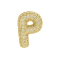 Golden pendant with letter P shape featuring sparkling pavé zircon stones on white background - Gold Letter P