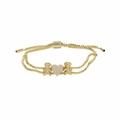 Verstelbare gouden armband met bedeltjes van jongen hart en meisje in pavé - Jongen Jongen - Goud