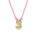 Handmade woven necklace featuring a golden letter S pendant with multi-colored gemstones - Letter S (Gold S-Pendant) / Gold