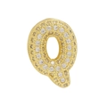 Micro-paved bubble initial Q charm in gold plating with sparkling cubic zirconia crystals - Gold Letter Q