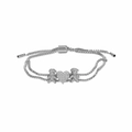 Zilveren dubbellaagse armband met hart- en figuurbedels bezet met pavé-kristallen - Jongen Jongen - Zilver