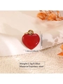 Vibrant red heart pendant in stainless steel with gold ring for DIY necklace - Red Heart Shape
