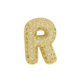 Golden micro-paved zircon bubble letter R charm for customizable jewelry bracelet - Gold Letter R