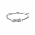 Zilveren bolo-armband met pavé hart, jongen en meisje bedeltjes voor familiecadeau - Meisje Jongen - Zilver