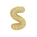 Golden bubble letter S pendant charm with shimmering cubic zirconia micro-pave setting - Gold Letter S