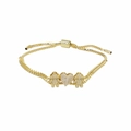 Bracciale regolabile dorato con cuori in cristallo e ciondoli a forma di bimbe - Ragazza Ragazza - Oro