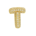 Gold plated letter T charm with pave set zircons for DIY bracelet and jewelry making - Gold Letter T