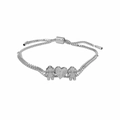 Bracciale regolabile in argento con cuore e ciondoli bimbi per San Valentino - Ragazza Ragazza - Argento