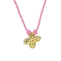 Handmade woven necklace with gold bubble initial pendant and colorful crystals - Gold