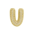 Golden pendant featuring a capital letter U set with sparkling zircon stones - Gold Letter V