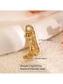 Golden stainless steel cowboy boot pendant with flame texture and dimensions 2.16x1.24cm - Cowboy Boot Style