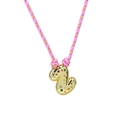 Pink braided adjustable necklace featuring a polished golden bubble letter 2 pendant - Letter Z (Gold Z-Pendant) / Gold