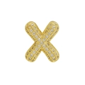 Golden bubble letter X bracelet charm with sparkling cubic zirconia pavé setting - Gold Letter X