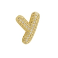 Golden bubble letter Y pendant with pavé zircon stones for DIY charm bracelets - Gold Letter Y