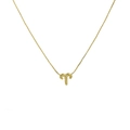 18k gold plated brass Aries zodiac pendant necklace with smooth bubble finish box chain - Aries
