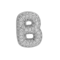 DIY custom alphabet B bracelet charm featuring silver finish and sparkling cubic zirconia - Silver Letter B