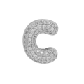 Micro-paved zircon letter C charm in silver-tone metal for personalized DIY jewelry - Silver Letter C