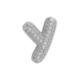 Sparkling silver bubble letter Y charm bracelet with pavé cubic zirconia inlay - Silver Letter Y