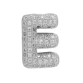 Sparkling silver pave-set zircon letter E pendant for customizable bracelets - Silver Letter E
