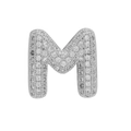 Sparkling silver alphabet M pendant with micro-pave zircon for custom bracelets - Silver Letter M