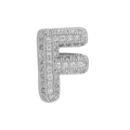 Custom silver letter F charm pendant with sparkling cubic zirconia on white background - Silver Letter F