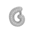 Sparkling silver bubble letter G charm with pave zircon stones for DIY jewelry bracelets - Silver Letter G