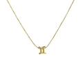 18k gold plated brass Gemini zodiac pendant necklace with a polished box chain finish - Gemini