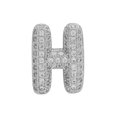 Silver-plated letter H charm featuring micro-paved cubic zirconia on white background - Silver Letter H