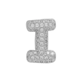 Sparkling silver-tone letter I charm pendant with micro-paved zircons in hip hop style - Silver Letter I