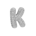 Sparkling zircon silver letter K pendant for DIY bracelets and jewelry craft - Silver Letter K