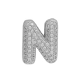Sparkling silver zircon bubble letter N charm for DIY personalized bracelets and jewelry - Silver Letter N