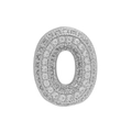 DIY bubble letter O charm for watch band with micro-pave white zircons and silver finish - Silver Letter O