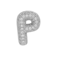 Silver letter P charm with pavé cubic zirconia for custom alphabet bracelets - Silver Letter P