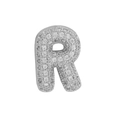 Sparkling silver zircon letter R charm for customizable bracelets and jewelry making - Silver Letter R