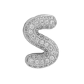 Silver-tone pavé bubble letter S charm featuring sparkling cubic zirconia stones - Silver Letter S