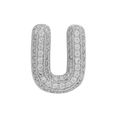 Personalized silver bubble letter U charm with micro-pave cubic zirconia crystals - Silver Letter U