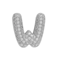 Customized silver letter W pendant with sparkling pave-set cubic zirconia crystals - Silver Letter W
