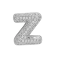 Iced out silver bubble letter Z charm pendant with micro paved sparkling zircons - Silver Letter Z
