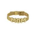 Golden stainless steel mesh bracelet with MOM letter charm and adjustable watch strap clasp - MOM Bracelet