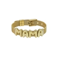 Golden stainless steel mesh bracelet featuring MAMA letter charms with buckle closure - MAMA Bracelet