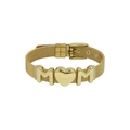 Golden mesh strap bracelet featuring MOM letters and a heart charm for Mother's Day - M-Heart-M Bracelet