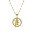 Collar de latón dorado con colgante redondo de la diosa Virgo y circonitas - Virgo