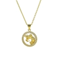 Collar signo zodiaco Tauro bañado en oro de 18k con marco de circonitas claras - Tauro