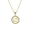 Gold plated brass necklace with sparkling Sagittarius zodiac pendant and white zircons - Sagittarius