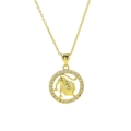 18k gold plated brass Leo constellation disc necklace with pavé cubic zirconia - Leo