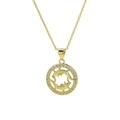18k gold plated brass Pisces pendant necklace with sparkling micro-pave cubic zirconia - Pisces