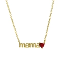 Collar MAMA de latón chapado en oro 18k con colgante corazón de circón para día de la madre - Estilo Mama Strass Rojo (FN231101-R)