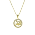 18k gold plated brass Aquarius constellation disc necklace with zircon accents - Aquarius